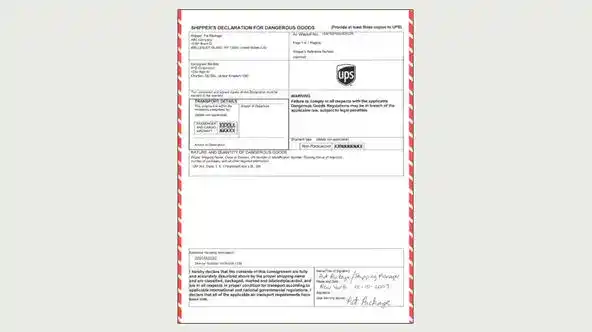 Declaración del remitente de mercancía peligrosa (IATA)